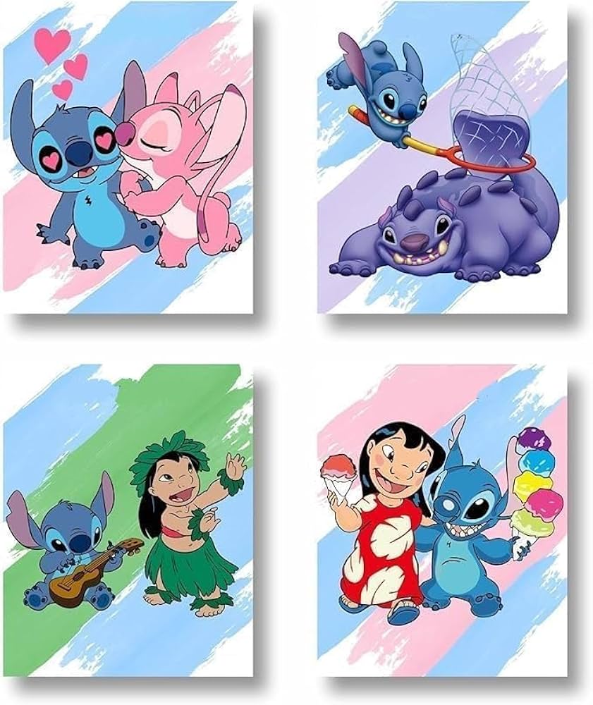 Amazon.co.jp: PurpleheARTs | リロ&スティッチ 水彩画 ウォール